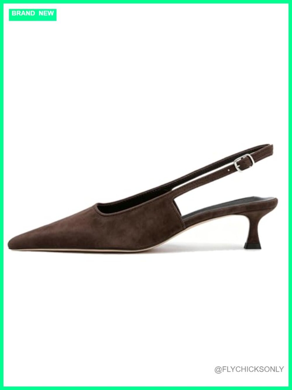 Slingback Kitten Heels Synthetic Rubber Sole Pointed Toe 1.47\" Low Heel Pumps